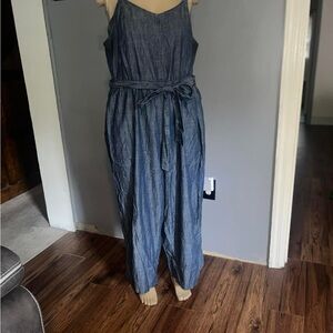 Lane Bryant Blue Denim Jumpsuit with Belt - 22